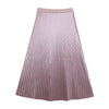 Fashionable Simple Versatile Satin Pleated Midi Skirt