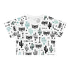 Cute Cactus & Raccoon Graphic Crop Tee - Boho Style Summer Top