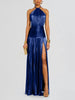 Women's Pleated Split Lace-up Halter Dress
