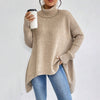 Irregular Turtleneck Sweater Winter Loose Long Sleeve Knitted Tops Leisure Warm Pullover Sweater Women's Clothing