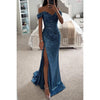 Party Sequins Off-neck Split Dress INS Casual Fashion Dress Women Charming Slimming Dress For Women