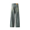 American-style Vintage Distressed Striped Patchwork Jeans