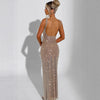 Fitted Off The Shoulder Sequin And Rhinestone Bodycon Dress
