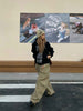 Letter Print Loose Couple Hooded Sweater Coat