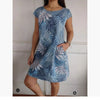 Flower And Leaf Printed Straight Dress Summer Loose Round Neck Short Sleeve Dresses Womens Clothing