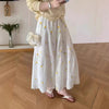 Sweet Mori-Style Embroidered Hollow-Out Lace Skirt