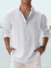 Men's Linen Stand-up Collar Long Sleeve T-shirt Loose Undershirt