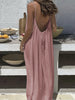 Loose Spaghetti Dress Ins Fashion U-cut Backless Tie-up Long Dresses Beach Vacation Bohemian Women's Clothing