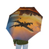 Travel-Inspired Semi-Automatic Foldable Umbrella with Cityscape Design