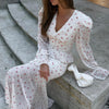 White Floral Print Peplum Crop Top & Mermaid Maxi Skirt Two-Piece Set