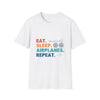 T-Shirt — "Eat. Sleep. Airplanes. Repeat." Pilot Aviation Tee