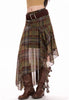 Green Chiffon Plaid Irregular Midi Skirt For Women
