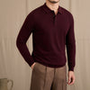 Retro Slim-Fit Polo Shirt Warm Wool Top For Fall And Winter