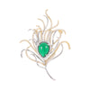 Emerald Two-color Electroplated Zircon Set Peacock Feather Brooch