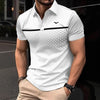 Men's Slim-Fit Printed Lapel Short-Sleeve Polo Shirt