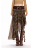 Green Chiffon Plaid Irregular Midi Skirt For Women