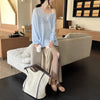 Irregularly Slit Double-Layer Gauze Relaxed-Fit Fishtail Skirt