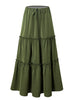 Womens High-waisted Elastic-waist Long Skirt With Pockets