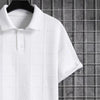 Mens Textured Short-Sleeve Polo Shirt With A Turn-Down Collar