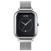 Fashionable Mens Square Business Quartz Student Mens Mesh-Strap Waterproof Calendar Watch