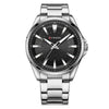 Waterproof Round Mens Simple Steel-Strap Watch