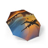 Travel-Inspired Semi-Automatic Foldable Umbrella with Cityscape Design