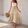 Solid-color Drawstring Skirt With An Elastic Waist