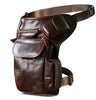 First Layer Oil Waxed Leather Cowhide Vintage Men's Outdoor Leg Bag Waist Bag
