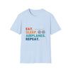 T-Shirt — "Eat. Sleep. Airplanes. Repeat." Pilot Aviation Tee