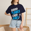 Good Planes Good Vibes T-Shirt — Retro Travel Graphic Tee