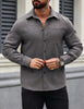 Men's Solid Color Pocket Shirt Long Sleeve Single-breasted Lining