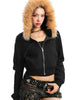 Rivet Detachable Fur Collar Stand Collar Sweater