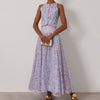 Abstract Print Sleeveless Crop Vest & Flared Midi Skirt 2-Piece Set