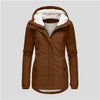 Winter Hooded Jacket Solid Color Warm Buckle Zip-up Fleece Jacket With Pockets Women's Casual Jacket