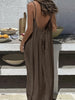 Loose Spaghetti Dress Ins Fashion U-cut Backless Tie-up Long Dresses Beach Vacation Bohemian Women's Clothing