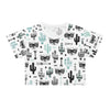 Cute Cactus & Raccoon Graphic Crop Tee - Boho Style Summer Top