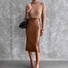 High Waist Slimming All-matching Hip Split PU Leather Skirt