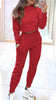 Stand Collar Sports Suit Fashion Pullover Long-sleeves Short Top And Slim Trousers With Pockets Solid Outfits Women's Clothing