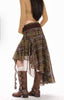 Green Chiffon Plaid Irregular Midi Skirt For Women