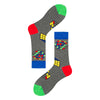 Men's Mid-calf Colorful Cubic Guitar Cat Face Cotton Socks