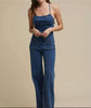 Slim Fit Slimming Fashion Street Retro Style High Waist Denim Jumpsuit