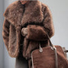 Women's Pure Color Versatile Faux Fur Collar Long Sleeve Coat Plus Size Outerwear