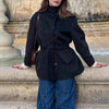 Womens Wool Coat With Belt Mock Neck And Solid Color