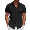 Loose Heavy Lapel Corduroy Workwear Short Sleeve Shirt