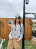 Retro Shoulder Drawstring Letter Printed Crew Neck Sweatshirt Women's Top