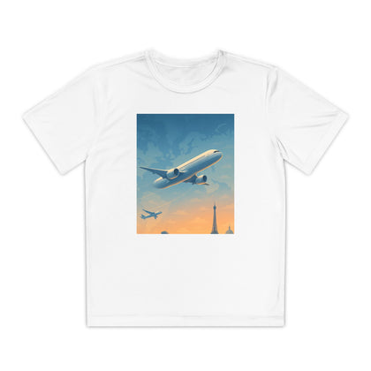 Youth Air Travel Competitor Tee - Vintage Plane Design, Perfect for Young Adventurers