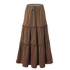 Womens High-waisted Elastic-waist Long Skirt With Pockets
