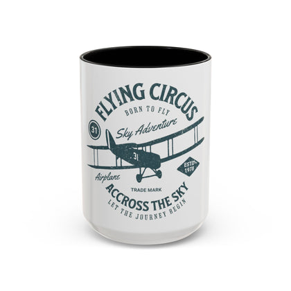 Flying Circus Adventure Coffee Mug, Travel Gift, Aviation Memories, Pilot Coffee Cup, Unique Airplane Mug