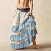 Resort Style Patchwork High Waisted Flattering Floral Midi Skirt