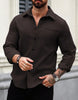 Men's Solid Color Pocket Shirt Long Sleeve Single-breasted Lining